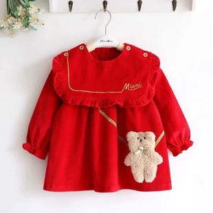 小女孩女宝宝农村回老家过年套羽绒服棉袄穿的红色罩衣拜年服喜庆