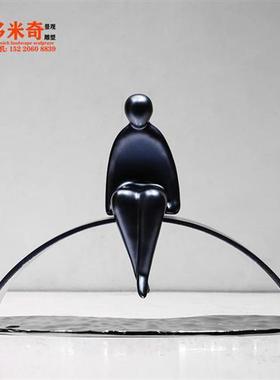 不锈钢人雕塑镜面抽象人物现代公园城市街道户外园林落地装饰摆件