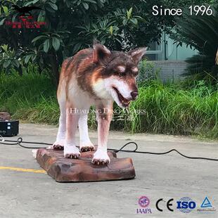 仿真手工粘毛野狼模型机械电动自贡仿真恐龙动物源头制作厂家