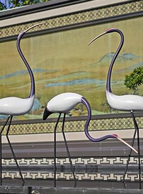 户外仙鹤玻璃钢雕塑抽象火烈鸟园林假山水池装饰大摆件售楼部模型