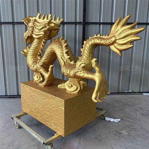 大型玻璃钢龙雕塑春节商场美陈装置道具新年龙形象龙头模型
