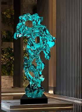 现代酒店大堂抽象太湖石摆件透明树脂落地雕塑售楼处软装饰艺术品