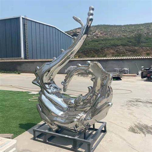厂家定制不锈钢浪花雕塑金属镜面水景摆件不锈钢水滴浪花雕塑