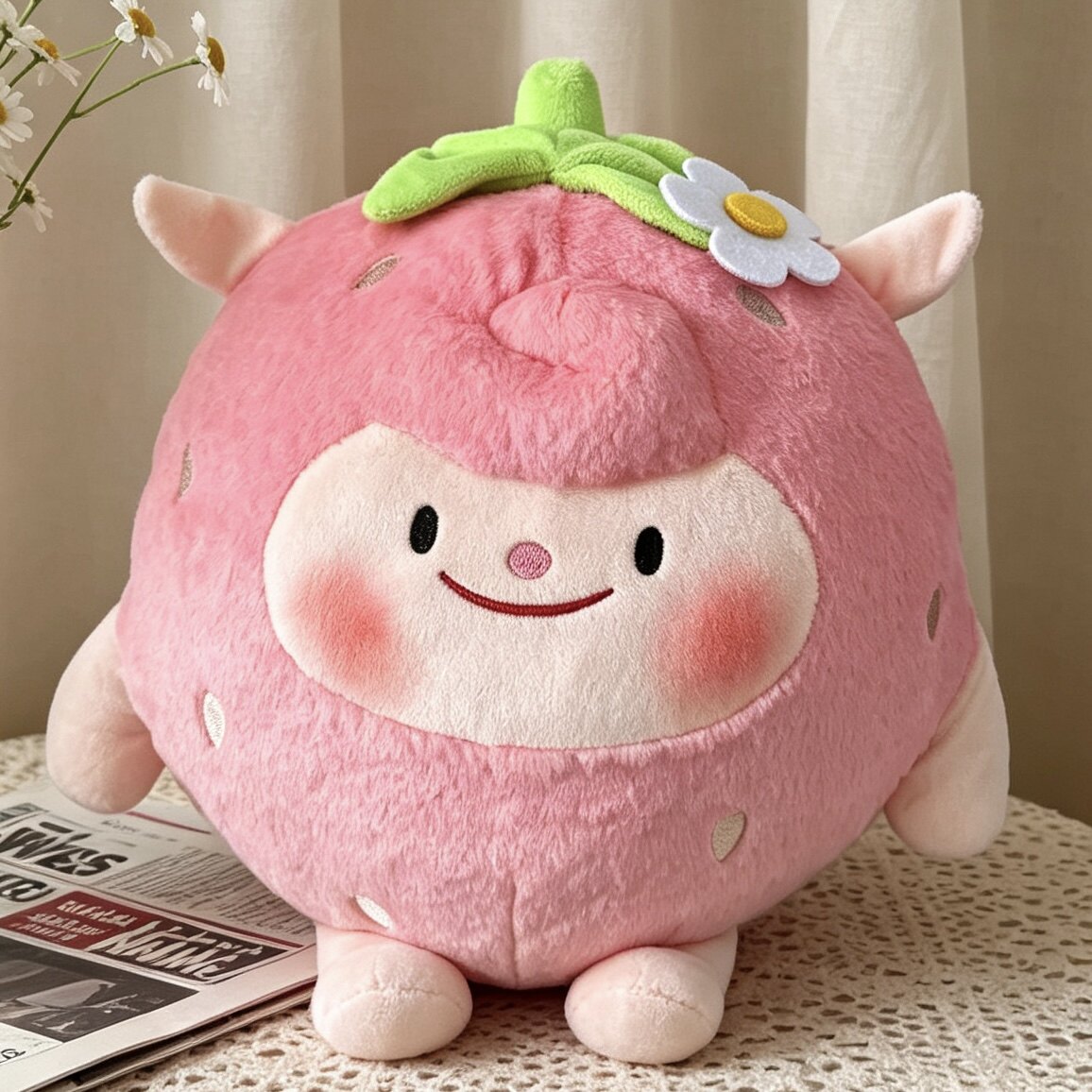 蛋仔草莓小羊毛绒玩偶公仔