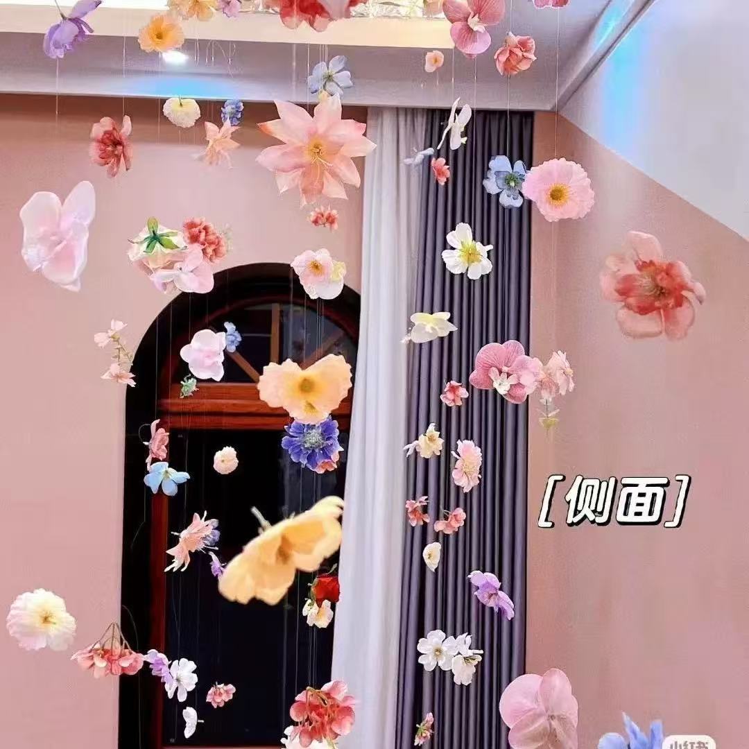 春夏仿真玫瑰瀑布花艺门帘