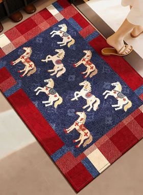 【下单立减30】马年中古风比利时绒地垫入户门垫耐脏防滑脚垫ou60