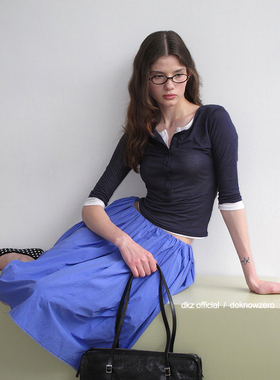 DKZ 薄款莱赛尔中袖亨利领t恤女夏季新款修身简约上衣