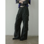 现货 女秋季 DKZ 灰色多口袋工装 裤 新款 宽松复古休闲长裤