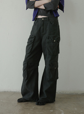 【现货】DKZ 灰色多口袋工装裤女秋季新款宽松复古休闲长裤