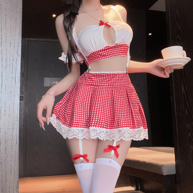 软乎甜妹 性感纯欲学生制服cos情侣趣味角色扮演诱惑格子超短裙女