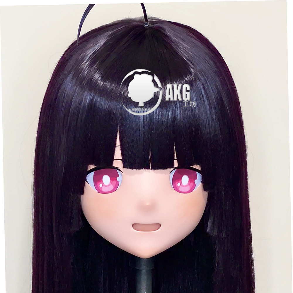 AKG二次元kig面具定做全头带锁头壳定制kigurumi动漫头套霞沢美游