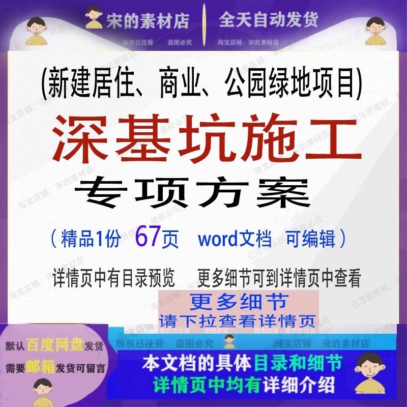深基坑施工专项方案新建居住商业公园绿地项目word范本参考文档