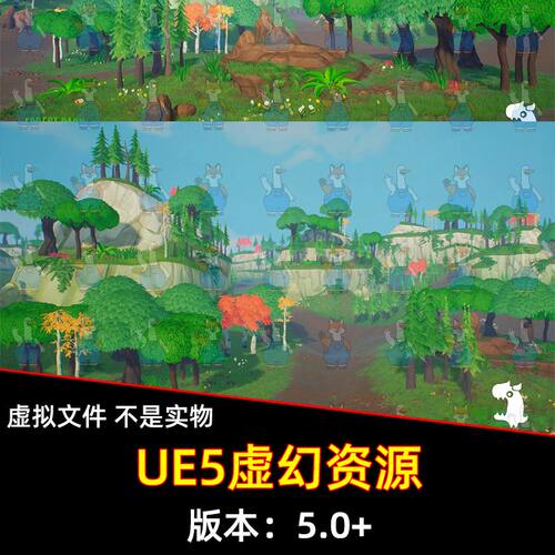 UE4虚幻5 FOREST Stylized Forest Pack风格化森林树木草地道具