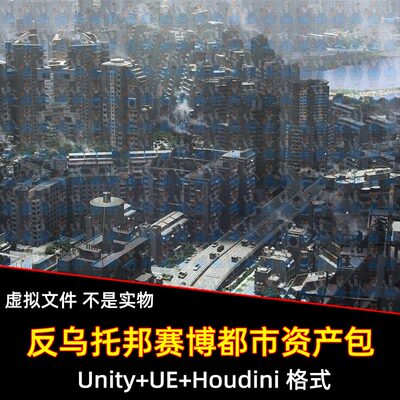 UE虚幻反乌托邦都市赛博废土香港街区建筑资产包unity Houdini