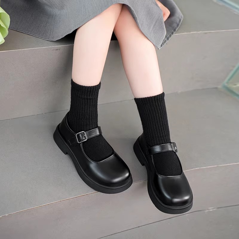 真皮女童英伦风小皮鞋黑色2025新款公主鞋小女孩时尚演出儿童鞋子