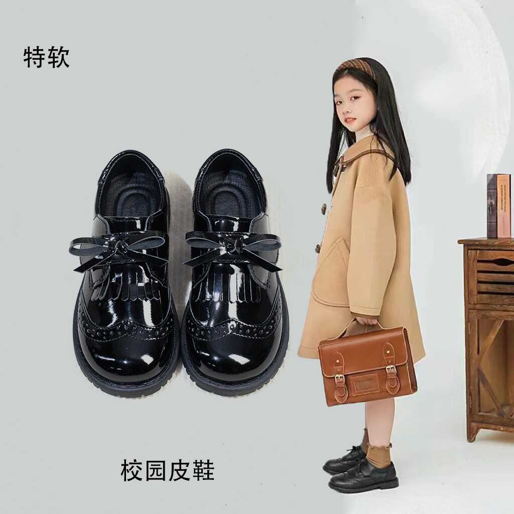 真皮女童黑色皮鞋2025春秋季软底公主鞋儿童演出英伦风小学生单鞋