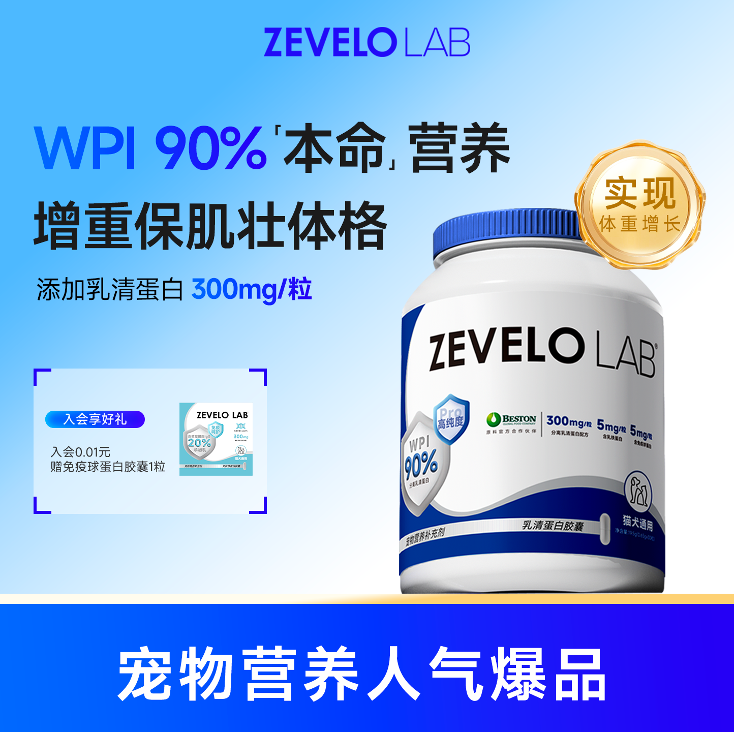 赞乐乳清乳铁蛋白宠物猫狗营养膏0乳糖肌肉健康免疫病毒抵抗提升