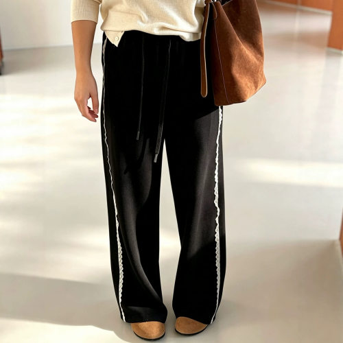 大码女装松紧百搭宽松直筒裤女拖地裤2026秋新款休闲阔腿裤