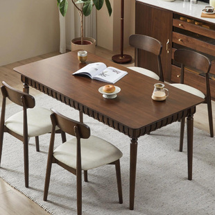 希拉里餐桌法式中复古实木客厅家用美式长方形吃饭轻奢拼色大板桌