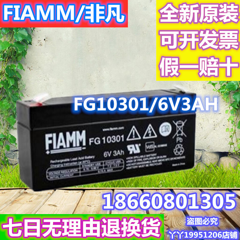 FIAMM非凡蓄电池FG10301/6V3AH应急电源3.1ah3.2ah小容量备用电瓶