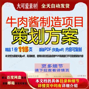 牛肉酱制造项目策划方案115页 方案项目策划制造资料文档优质
