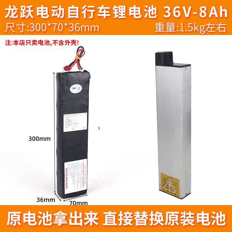 锂电池龙跃珑玥折叠助力电动车24V36V48V8Ah10朗野龙遥自行车电瓶
