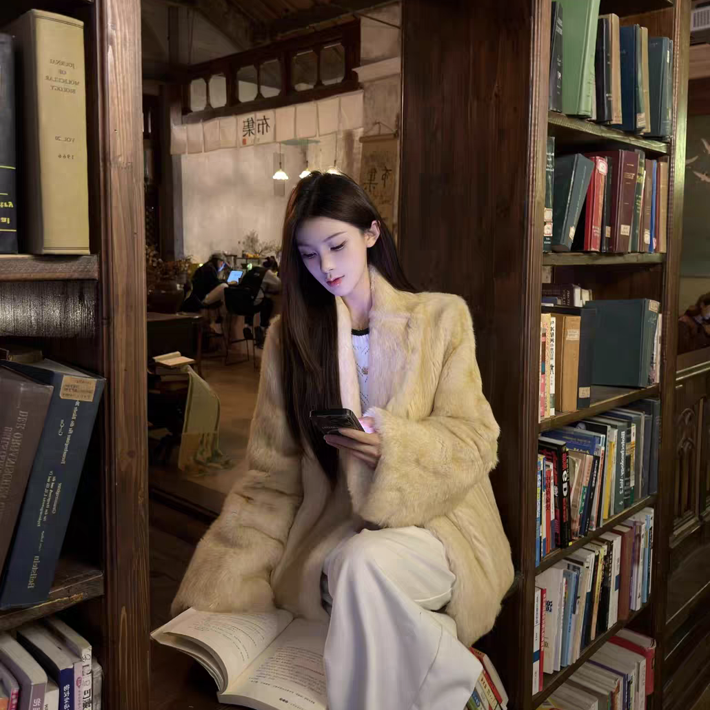 莓果00兔毛皮草外套女2025新款上衣皮毛一体(含100兔毛)TU079M