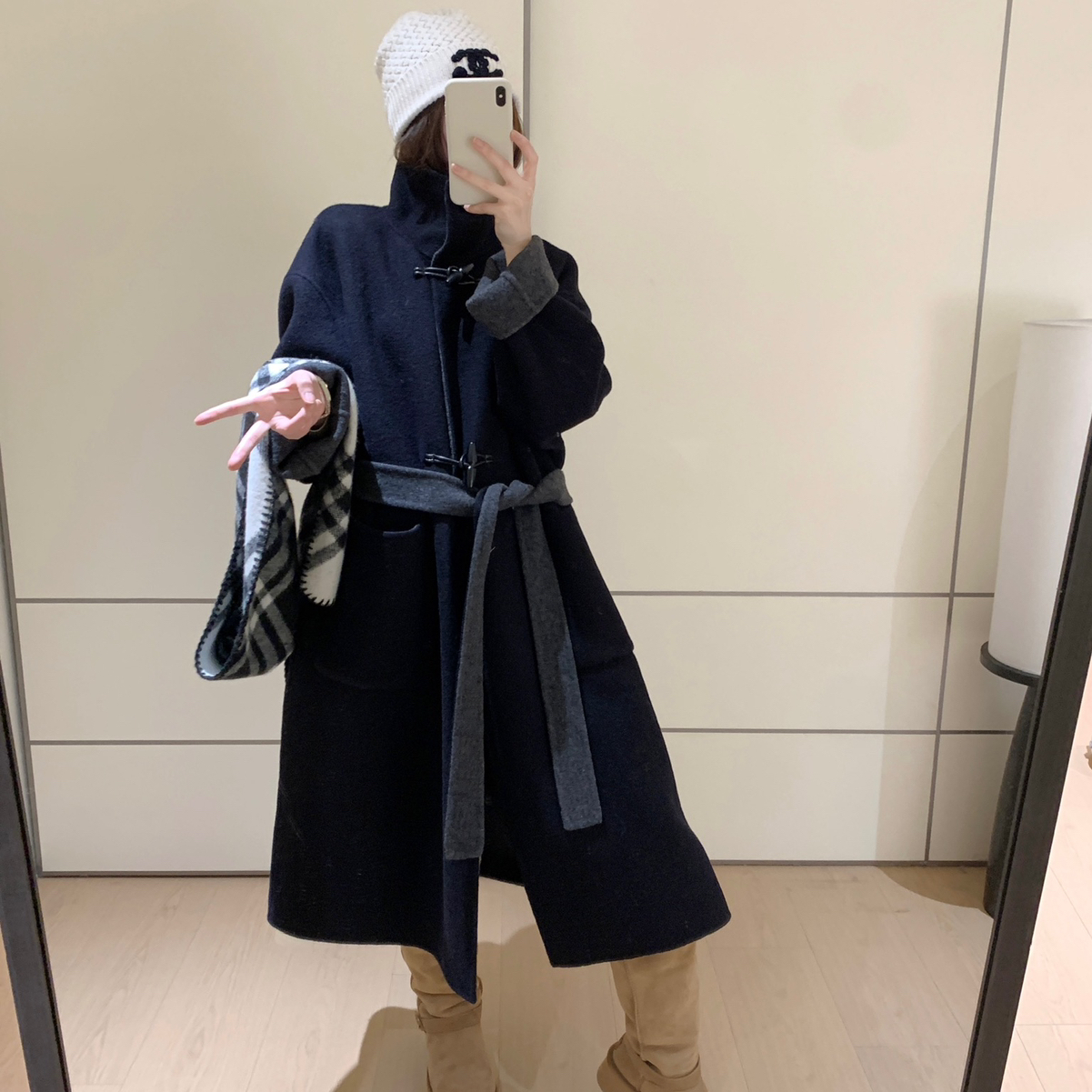 莓果色双面羊毛大衣羊毛外套(配腰带)(含100羊毛)WS78013