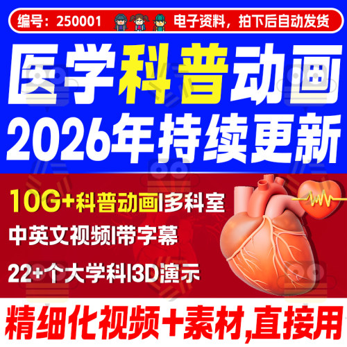 医学医疗科普动画视频素材3D动态演示三维动画妇科外科骨科合集