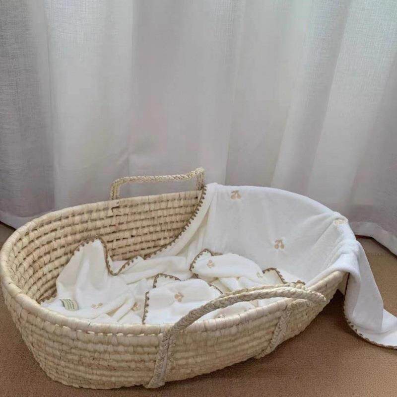 婴儿提篮摇篮百天拍照道具篮子风纯宝宝篮子儿手提篮收纳筐置