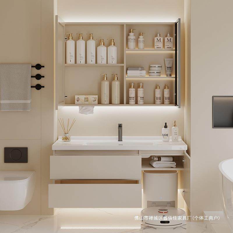 扫地机器人基站收纳浴室柜奶油风卫生间陶瓷一体盆洗手洗脸洗漱台,电子元器件市场,其它元器件,淘宝优惠券,粉丝福利购,淘宝优惠卷