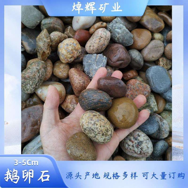 产地供应3-5cm天然鹅卵石园林铺路污水过滤装饰造景用鹅卵石
