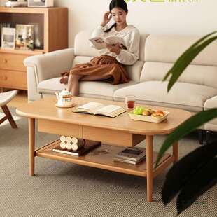 全实木茶几客厅家用小户型2025新款感阳台极简小型茶桌原木风