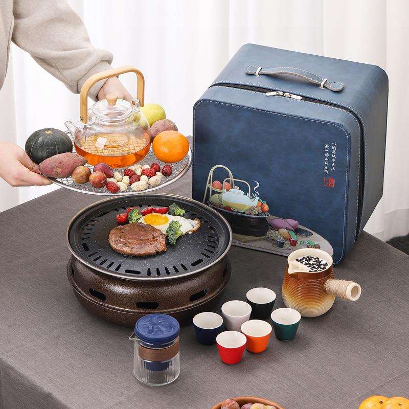 围炉煮茶烤火炉套装器具全套烤奶茶罐工具煮茶壶整套便携旅行包装