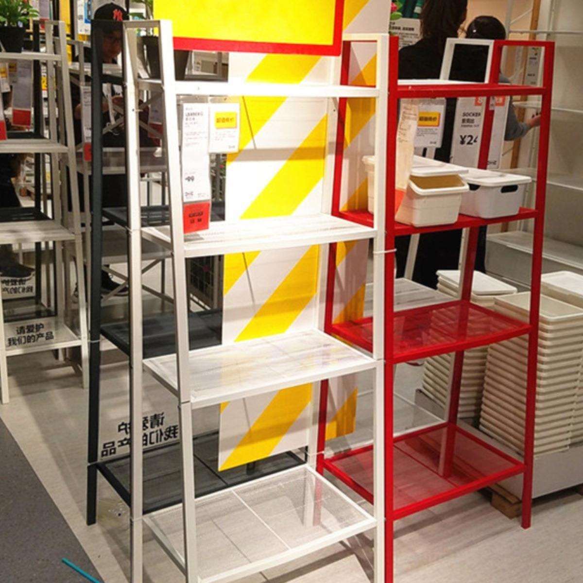 厨房置物架卧室书架白客厅落地多层铁艺梯形阳台花架储物收纳架子