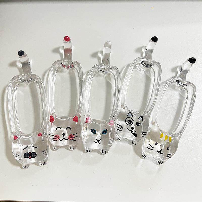 厨房颜值担当!水晶玻璃酱油碟醋碟家用小猫蘸料盘筷子托