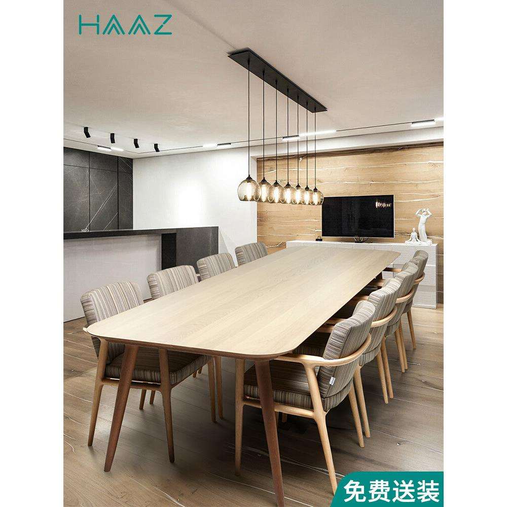 日式实木长餐桌1.8米现代吃饭木质桌子简约黑胡桃白蜡木八人餐桌