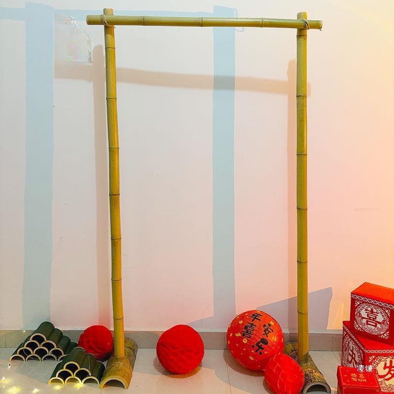 婚宴竹架子搭建竹竿迎宾荷花展框支架庆礼道具户外竹筒造景猜灯谜