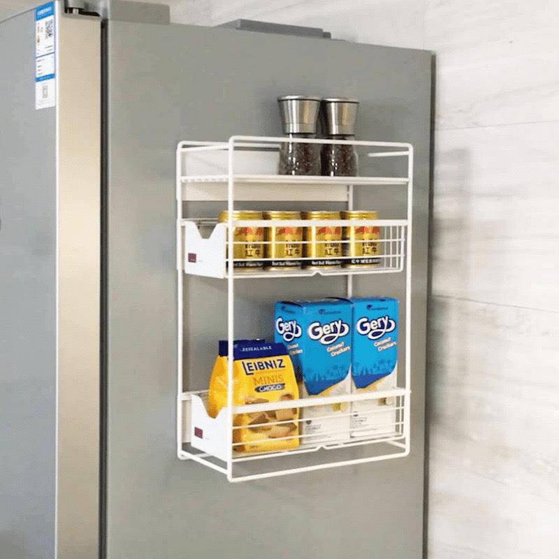 厨房多层磁吸置物架冰箱侧边调料收纳架洗衣机夹缝抽拉收纳整理架