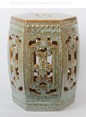 现代中式陶瓷鼓椅窑变花釉凉墩绣墩花园坐墩复古怀旧家具瓷凳