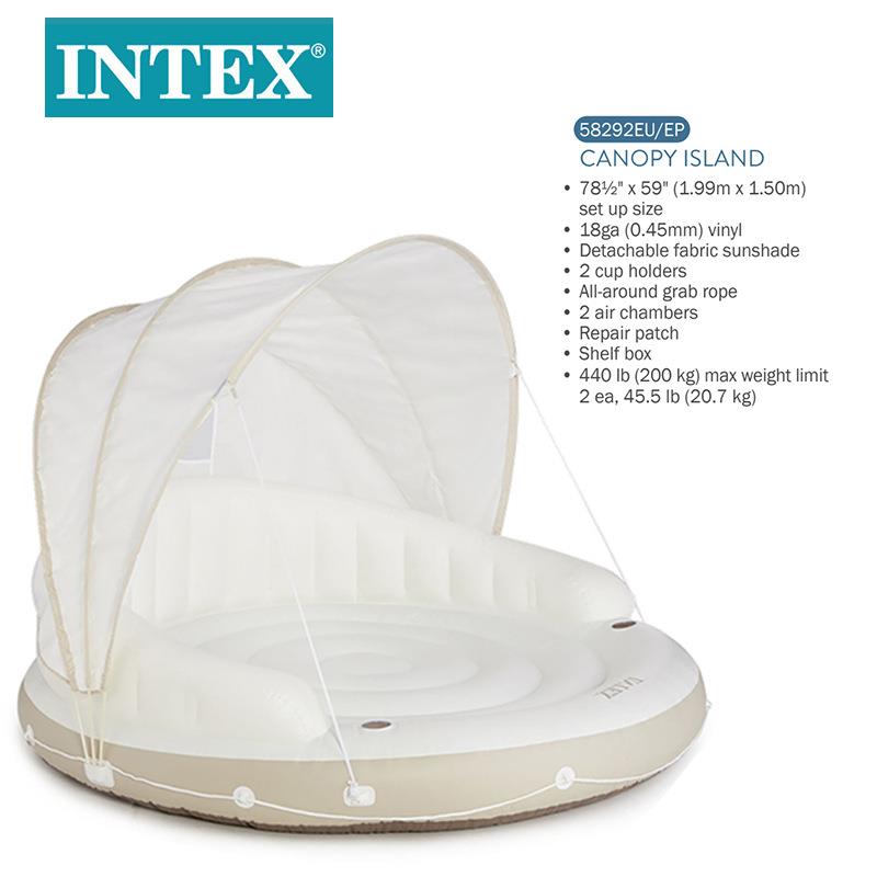 INTEX58292情侣有盖躺椅充气浮排家庭户外泳池可折叠水上坐骑