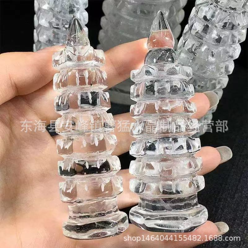 天然白文昌塔水晶文昌塔雕件家居装饰品水晶工艺品摆件