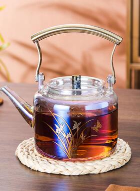复古耐高温贝彩烧玻璃提梁壶煮茶壶电陶炉烧水壶加厚大容量养生壶