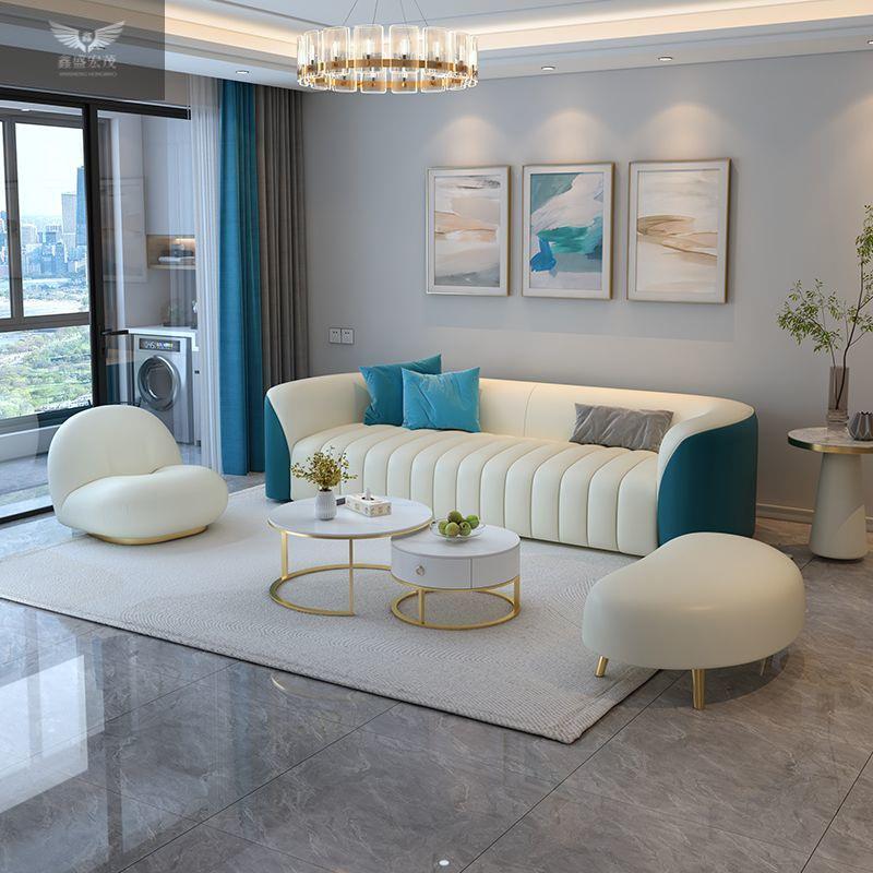 北欧风客厅现代轻奢网红款沙发小户型沙发茶几组合简约科技布沙发
