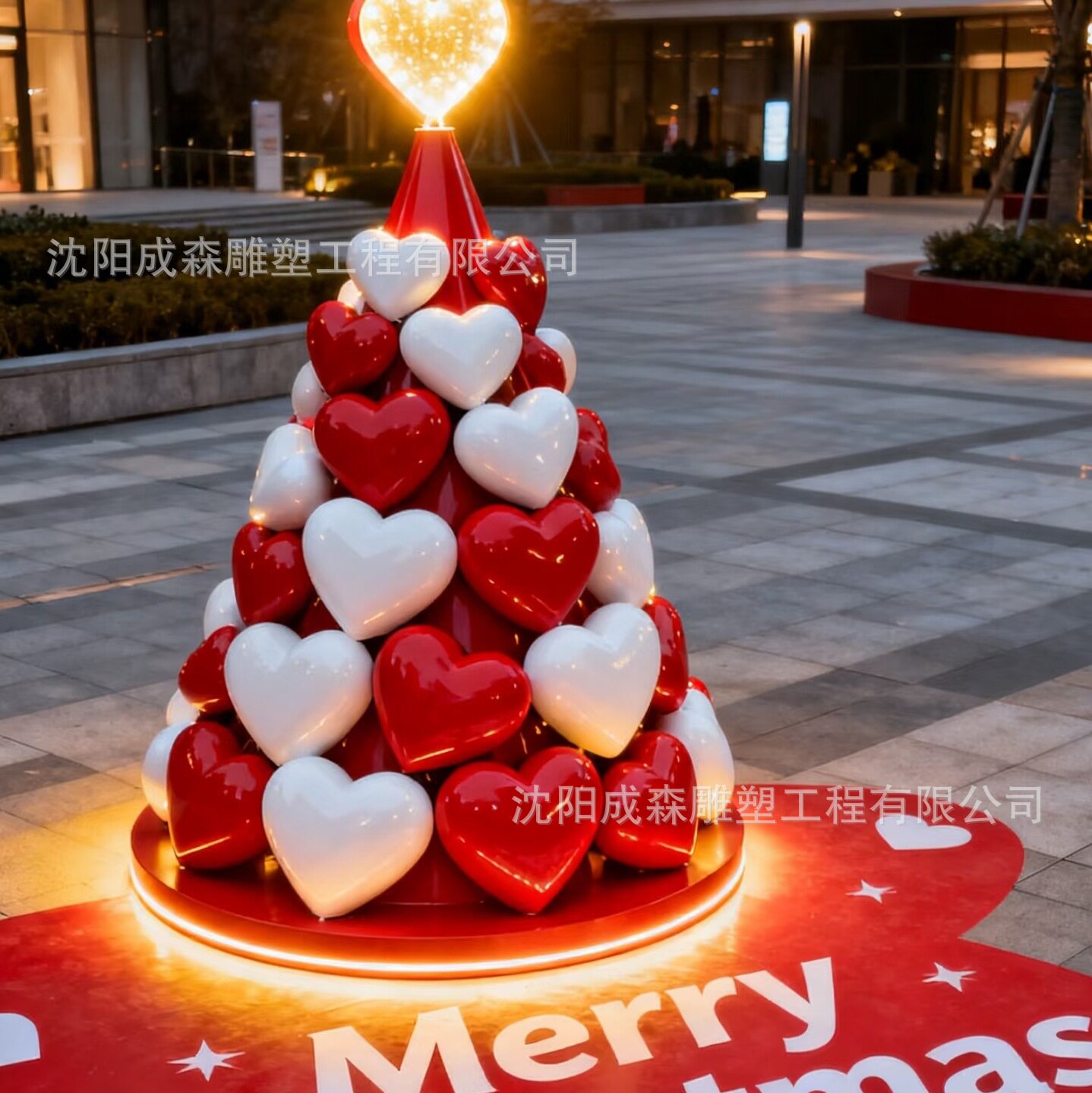 玻璃钢雕塑定IP制情人节爱心网红打卡引流景观道具商场美陈厂家