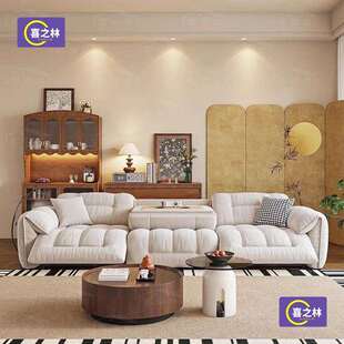 影院猫抓布科技布奶油风沙发零靠墙头等舱沙发客厅家庭电动多功能