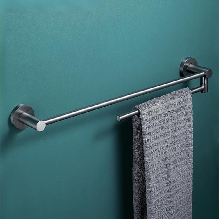 全铜活动毛巾架免打孔旋转毛巾杆单杆卫生间浴室厕所浴巾架挂架子