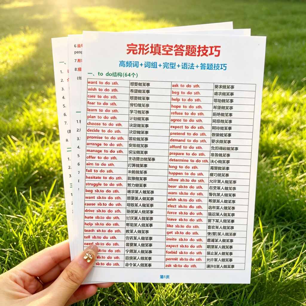 完形填空答题技巧卡片