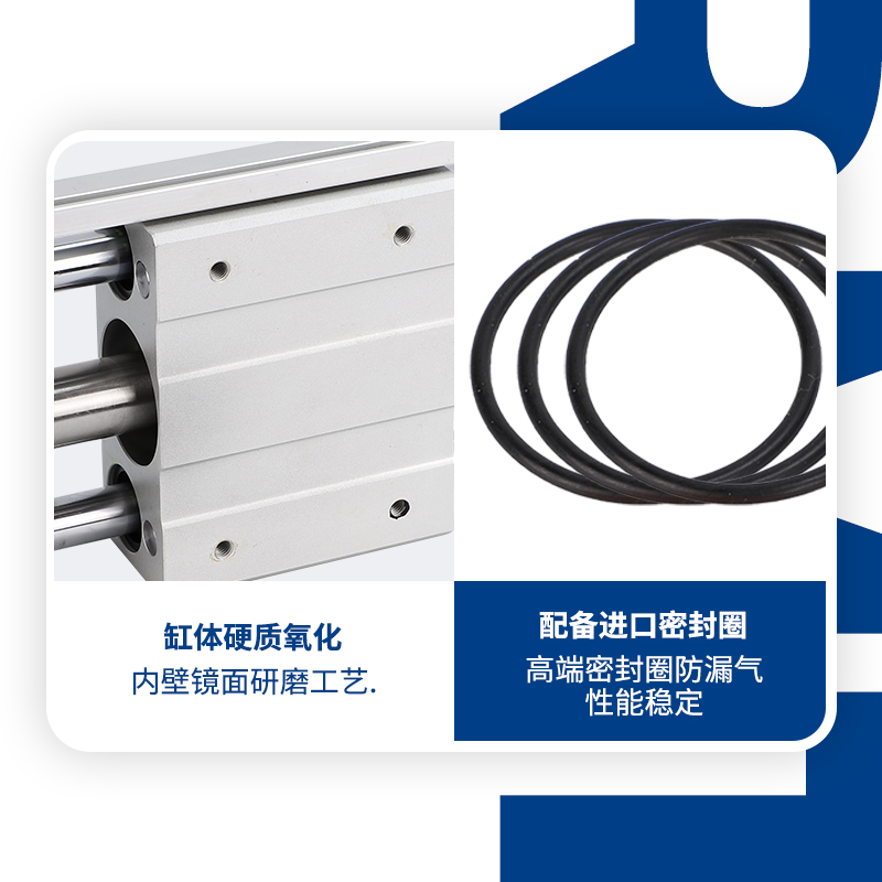 亚德客型RMTL无杆气缸10带导轨RMT16X20X25X32X40X100X200X300S40