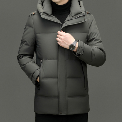 花花公子羽绒服男士鹅绒服中长款